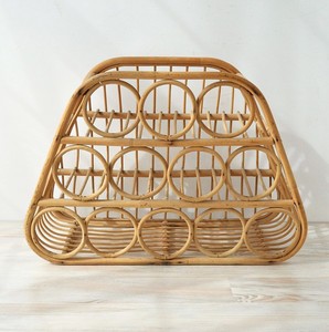 Luxury countertop storage for wine bottles high quality <b>rattan</b> bottle display cabinet crafted by hand - Product Image 5