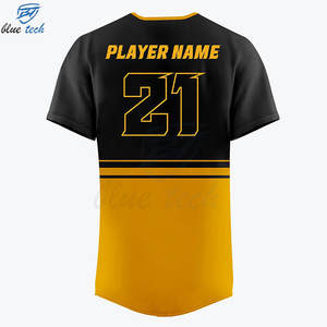 Camiseta de Béisbol Sublimada Personalizada, Corta y Transpirable, Uniforme de Equipo Negro y Azul con Botones al Frente para Clubes, Escuelas y Equipos Profesionales - Product Image 5