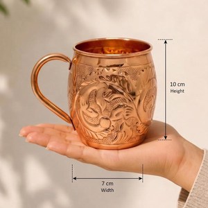 Mug à Moscow Mule en cuivre pur, artisanal, martelé, de luxe moderne, avec poignée, grande capacité, durable, mug à eau ayurvédique - Product Image 3