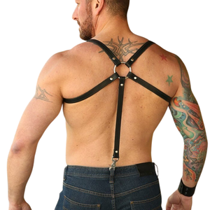 Ensemble harnais et bretelles en cuir pour homme, ajustement réglable, cuir de qualité supérieure, tenue de club - Product Image 3