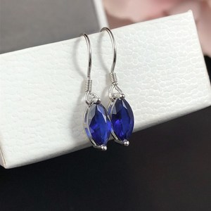 Pendientes de Zafiro en Plata de Ley, Piedra de Nacimiento de Septiembre, Estilo Vintage, Regalo de Navidad o Boda para Mujer - Product Image 4