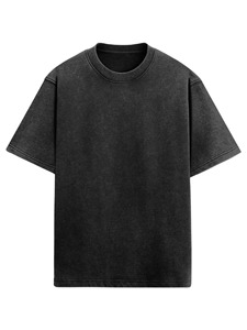 T-shirt Homme Oversize Couleur Unie Manches Courtes Col Rond Décontracté en Coton Jersey Uni - Product Image 4