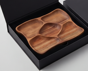 Assiette de service en bois faite à la main, forme irrégulière, design minimaliste, assiettes en bois naturel poli pour la maison, les mariages, les événements, les restaurants - Product Image 6