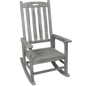 Sedia a dondolo in legno oversize con seduta ampia e schienale alto, liscia, per interni ed esterni - Product Image 3