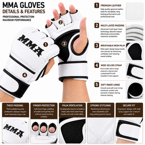 Factory Wholesale Adjustable Half-Finger Boxing Gloves MMA Fighting Muay Thai Training Martial Arts Sparring Gloves PU Leather - Product Image 4