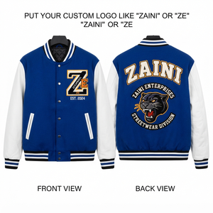 Premium 450 GSM Melton Wool Body PU Leather Sleeve <b>Men</b> Varsity <b>Jacket</b> Blue <b>White</b> Panel Design Custom Logo OEM ODM Private Label - Product Image 1
