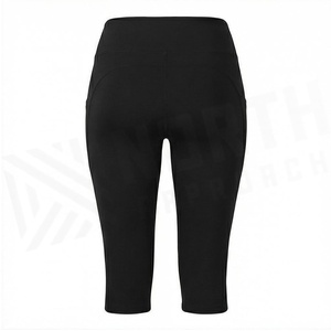 Pantalon de yoga taille haute mi-mollet pour femme North Approach, noir uni, extensible dans quatre directions, avec poches, design sans coutures - Product Image 2