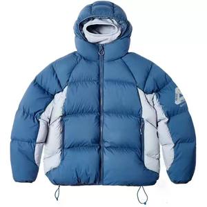 Men's Red Hooded Puffer <b>Jacket</b> Windproof Zipper Closure Casual Winter Coat Thick Down Filling Regular Length <b>Patch</b> Design Left - Product Image 3