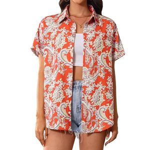 Conjunto de vacaciones para mujer, camisa hawaiana con botones florales, blusa Aloha para viajes de verano a la playa - Product Image 1