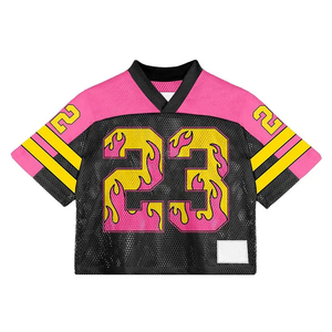Camiseta de Fútbol Americano Azul de Malla 100% Poliéster para Hombre, Manga Corta, Cuello en V, Estampado Paisley, Transpirable, Antibacteriana, de Secado Rápido - Product Image 5