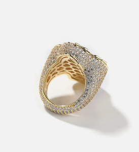 Luxury Iced Out Gold Diamond <b>Ring</b> Hip Hop <b>Statement</b> <b>Ring</b> Pave CZ Wide Band Bling <b>Ring</b> - Product Image 2