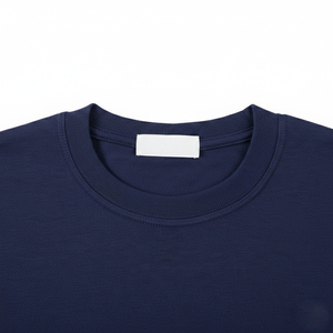 T-shirt personnalisé en gros, de qualité supérieure, bleu marine, streetwear, écologique, pour hommes, polyester/coton, uni, vierge - Product Image 2