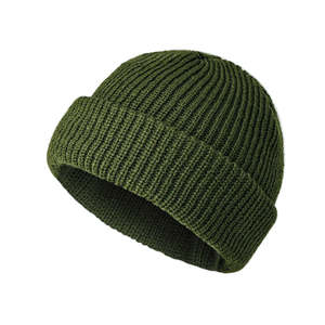 Unisex Solid Green Knitted Beanie <b>Hat</b> 100% Acrylic <b>Winter</b> Casual Warm Cap for Adults Head Circumference - Product Image 1