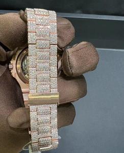 Montre de luxe personnalisée en or rose sertie de diamants Moissanite VVS de qualité supérieure, mouvement mécanique ETA, prix de gros, bijoux Hip Hop. - Product Image 4