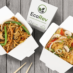 Boîte à nouilles en papier kraft biodégradable personnalisée en gros, imprimée, écologique, avec revêtement UV pour emballage de spaghetti à emporter - Product Image 6