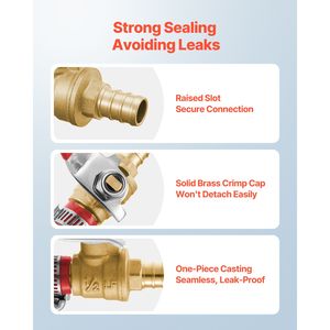 10 Piece PEX Full Port Brass Ball Valve Set 1/2\" Quarter Turn with <b>Red</b> <b>Hot</b> & Blue Cold Indicators Sealed with PTFE - Product Image 6