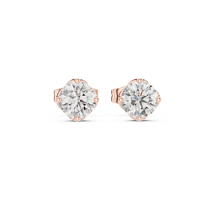Elegant Round Cut Lab Grown Diamond <b>Stud</b> <b>Earrings</b> In Pure 14k Rose Gold GRA Certified Classic Timeless Jewelry For Women - Product Image 3