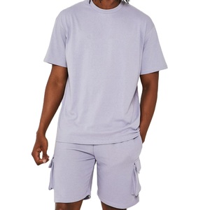 Ensemble de shorts décontractés pour hommes, style streetwear, deux pièces, été, t-shirt à manches courtes respirant, tenue assortie, vêtements en gros - Product Image 5