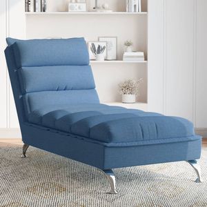 Chaise longue en tissu 100% polyester bleu, en contreplaqué avec acier chromé - Mobilier d'extérieur et d'intérieur haut de gamme - Product Image 1