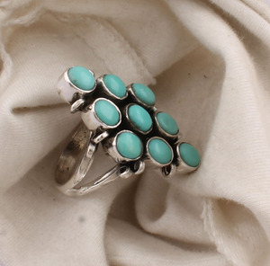 925 Sterling Silver Natural <b>Turquoise</b> <b>Ring</b> Handmade Blue Gemstone Jewelry Vintage Oval Cut Boho Band <b>Ring</b> Wholesale Jewelry - Product Image 6