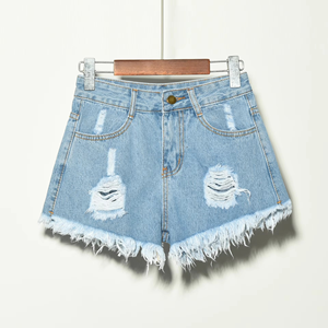 Shorts en jean déchirés extensibles pour femmes, taille plus, pour l'été, pour jeunes filles et femmes - Product Image 3