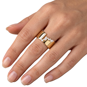 10K <b>14K</b> 18K Solid <b>Gold</b> Marquise & Round Lab Diamond Wide Cigar <b>Gold</b> Band Statement <b>Ring</b> Asymmetric Chunky Cluster Wedding Band - Product Image 6