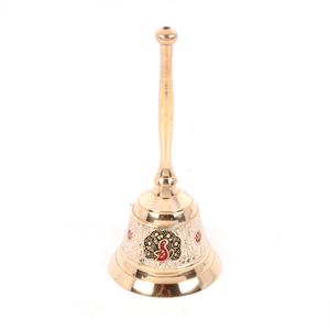 Campana de Mano Moderna de Latón Grabado con Diseño Floral, Color Blanco Pulido, Novedad, Decoración para el Hogar, Campana para Llamar a la Cena - Product Image 1