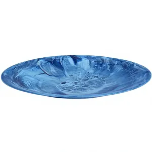 Tazón de Resina Hecho a Mano con Diseño Azul Marmoleado, Estilo Moderno, Vajilla para Servir en el Hogar con Acabado Bajo Esmalte - Product Image 1