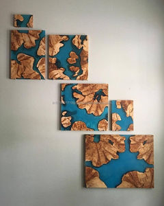 Handmade Round Wood Resin <b>Coasters</b> Luxury Design <b>Blue</b> Premium Style 100mm Diameter 10mm Thick LIVE EDGE STUDIO - Product Image 4