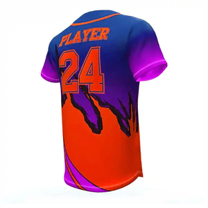 Maillot de baseball respirant à séchage rapide en 100 % polyester, manches courtes, vêtements de sport, personnalisable avec le nom de l'équipe, vente chaude OEM/ODM - Product Image 4