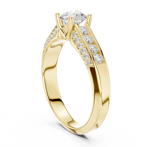 แหวนเพชรทรงกลมเพาะเลี้ยงในห้องปฏิบัติการ ทอง 14K 18K แหวนเพชรเม็ดเดี่ยวแบบฝังช่อง 1.10 กะรัต DEF VVS เครื่องประดับชั้นดีสำหรับผู้หญิง แหวนแต่งงาน ODM - Product Image 4
