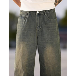 Pantalones Vaqueros Rectos Oversize Vintage de Moda Urbana para Hombre, Ajuste Holgado, Denim Lavado, Estilo Urbano, Lavables - Product Image 5
