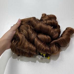 Bouncy Curl Marron Couleur Vietnamien Réel Cheveux Humains Super Double Dessiné Haute Qualité Vierge Vente Chaude Curl Avec Fermeture 5x5 - Product Image 3