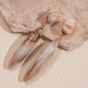 Pendientes de Aro con Forma de Campana, Estilo Vintage, Resina Ámbar, Imitación de Perla, Resistentes al Agua, Regalo - Product Image 4