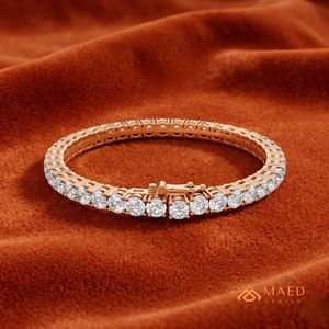 กำไลข้อมือเทนนิสโมอิสซาไนต์สีโรสโกลด์สำหรับผู้หญิง กำไลแบบโซ่เส้นเล็ก เครื่องประดับแฟชั่น ของขวัญวันครบรอบแต่งงาน สไตล์สำหรับใช้ในชีวิตประจำวัน - Product Image 3