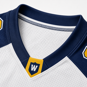 Camiseta Deportiva Warriors 24 para Hombre, Blanca, Azul Marino y Dorada, Cuello en V, Manga Corta, Transpirable, de Malla, para Fútbol Americano - Product Image 2