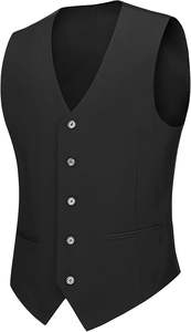 Traje de Negocios para Hombre, 100% Poliéster, Color Negro, Conjunto de 3 Piezas, Pantalón, Chaqueta y Blazer, para Fiestas, Transpirable - Product Image 2