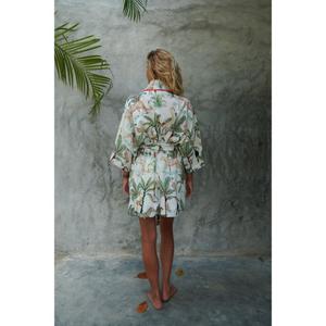 Women Tropical Print Kimono <b>Robe</b> Lightweight Cotton <b>Spa</b> Bathrobe Floral Resort Lounge Wear Summer Dressing Gown - Product Image 6