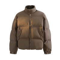 Veste matelassée unisexe blanche, col montant, fermeture éclair, épaisse, coupe-vent, décontractée, hiver, courte, rembourrage 100 % fibre de polyester