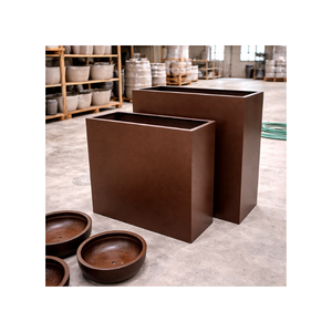 Ensemble de jardinières rectangulaires à plusieurs niveaux en fibre de verre noire, prêtes à être expédiées, pour extérieur, jardin, patio, décoration moderne pour la maison - Product Image 1