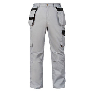 Pantalon de travail cargo gris respirant multi-poches en coton durable résistant à l'abrasion pour l'extérieur - Product Image 1