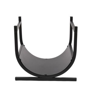 17 Inches Modern Black Scroll Firewood <b>Log</b> Rack Bin Small Indoor/Outdoor <b>Decorative</b> Fireplace Accessory - Product Image 3