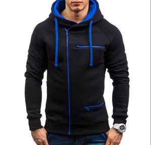 Sweat-shirt à capuche zippé pour homme, coupe ajustée, couleur unie, poche, style décontracté, automne, matière French Terry - Product Image 3