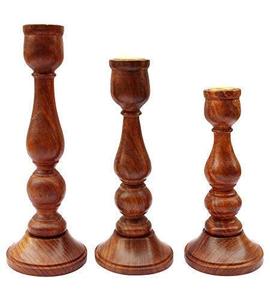 Juego de 3 Portavelas de Madera Hechos a Mano, Portavelas Decorativos Rústicos para el Hogar, Sala de Estar, Mesa de Comedor, Decoración de Bodas - Product Image 4