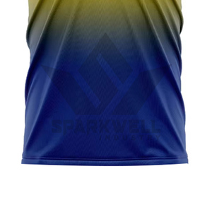 เสื้อฟุตบอลชายสั่งทำพิเศษ สีเหลือง-น้ำเงินไล่เฉด พิมพ์ลายแบบ Sublimation แขนสั้น ระบายเหงื่อ แห้งเร็ว ผลิตจากโพลีเอสเตอร์ สำหรับทีมฟุตบอล - Product Image 5
