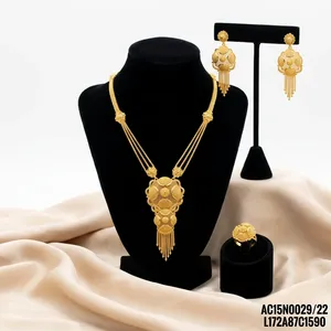 Conjunto de Collar Largo con Colgante Nupcial, Cadena de Aleación Chapada en Oro, Joyería Clásica de Moda - Product Image 4