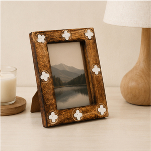 Creative Wood Photo <b>Frame</b> with Bone Inlay <b>Vintage</b> Style Tabletop <b>Picture</b> <b>Frame</b> Wholesale Luxury Eco-Friendly Home Decor - Product Image 4