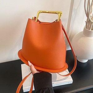 Orange Faux Leather Vintage Lady Fashion Minimalist Open Top Crossbody Single <b>Strap</b> <b>Shoulder</b> Bag Daily Use - Product Image 1