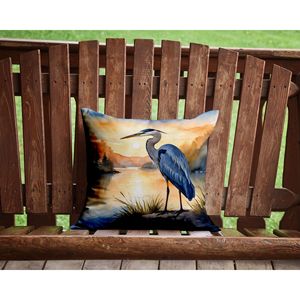 Blue Heron <b>Throw</b> <b>Pillow</b> Machine Washable 14Hx14W Indoor & Outdoor Decorative Cushion for Couch Bed & Patio in Golden Hour - Product Image 2