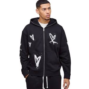 Sweat-shirts à capuche pour hommes en molleton d'hiver 100% coton, coupe classique, sur mesure, grandes tailles en vrac - Product Image 1